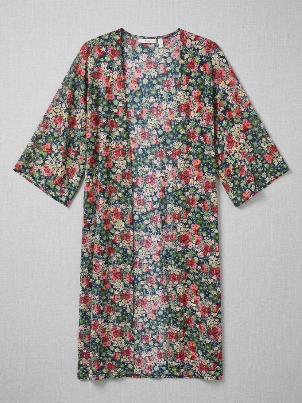 Cyrus Navy Floral Sheer Kimono Robe